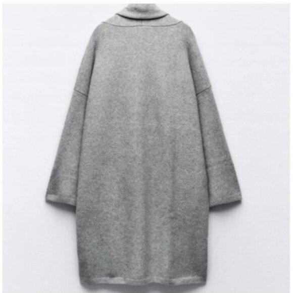 NWT-Zara Grey Marled Soft Knit Coat-L - Picture 2 of 5